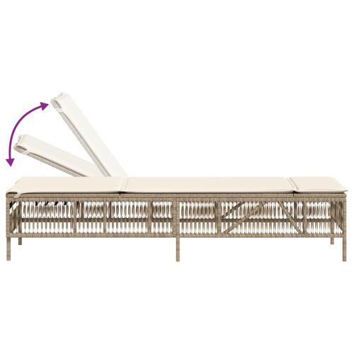 Liggestol med hynde polyrattan beige