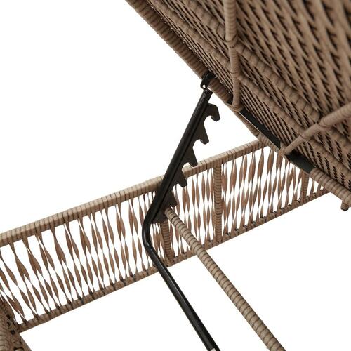 Liggestol med hynde polyrattan beige