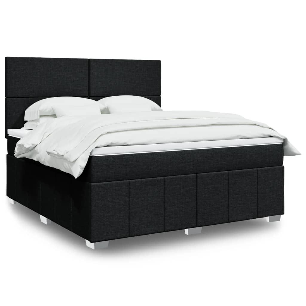 Kontinentalseng med madras og topmadras 180x200 cm - stof, sort billede