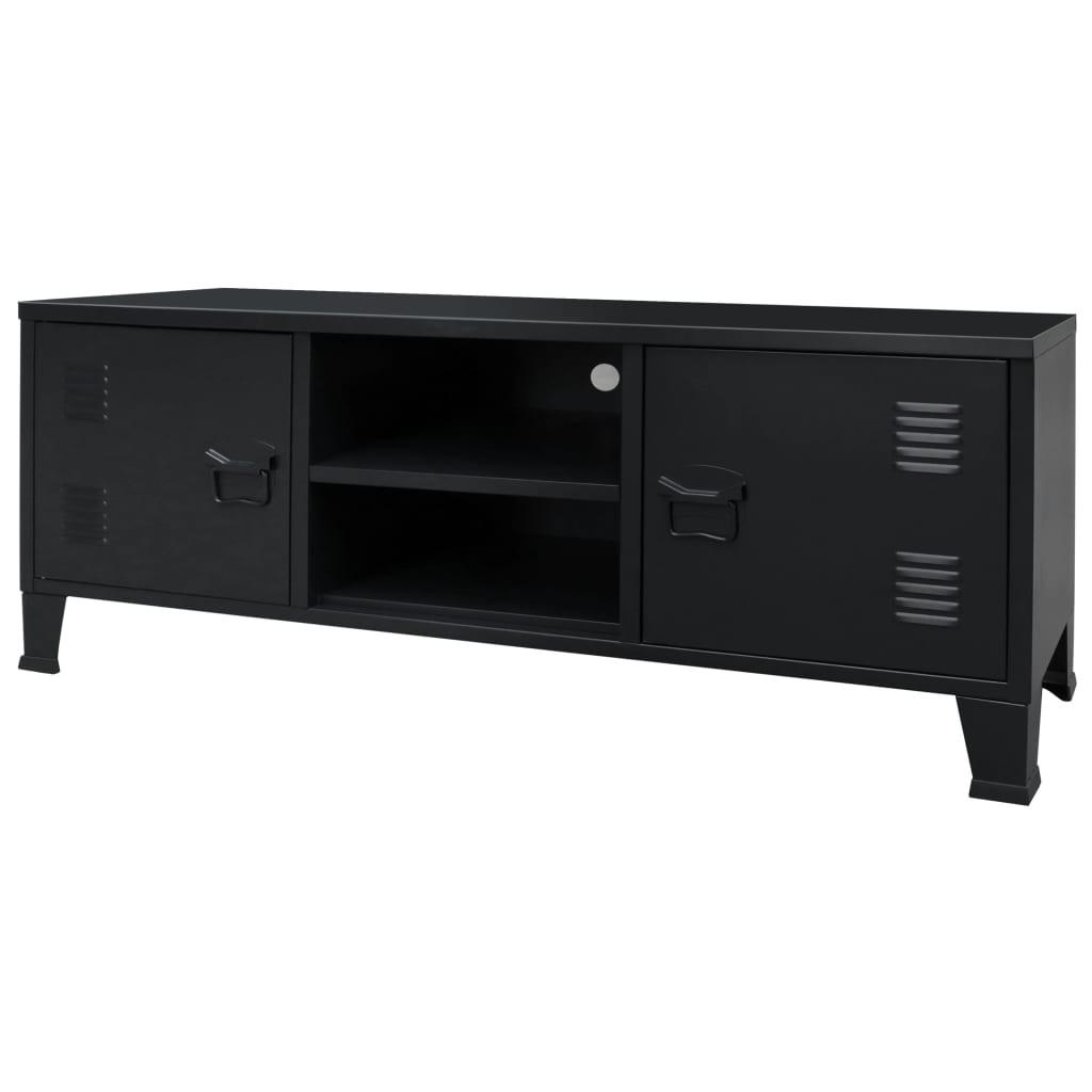 TV-skab i metal industriel stil 120 x 35 x 48 cm sort