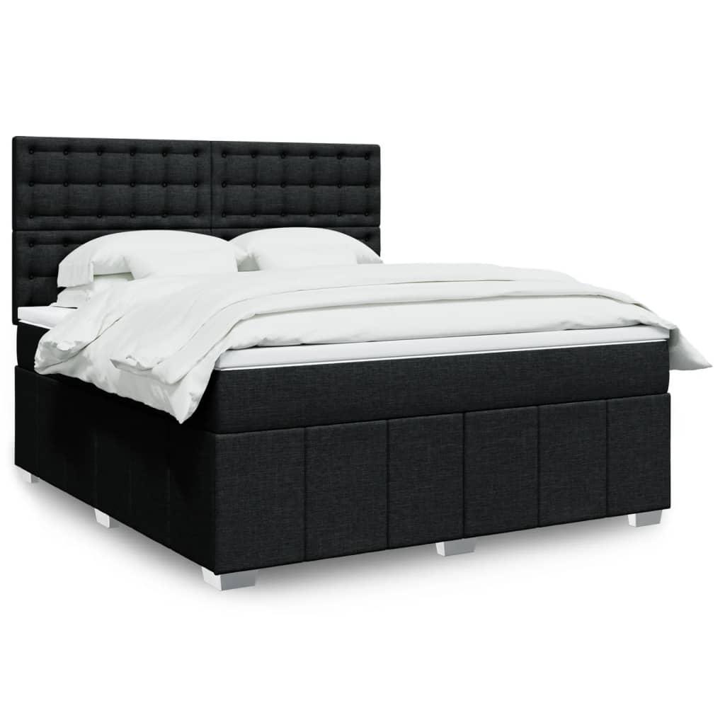 Kontinentalseng med madras og topmadras 180×200 cm - stof, sort billede