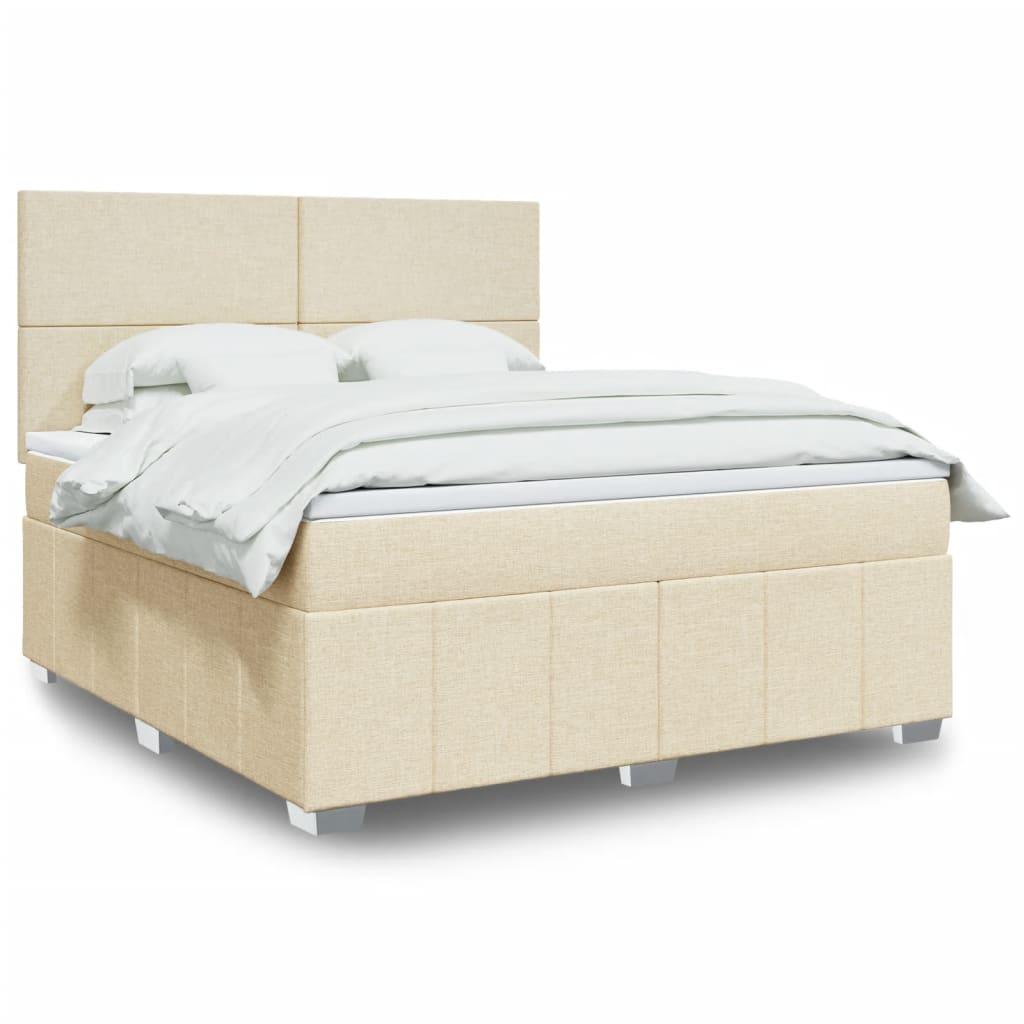 Kontinentalseng med madras 180x200 cm stof cremefarvet billede