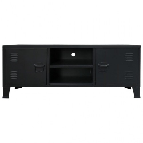 TV-skab i metal industriel stil 120 x 35 x 48 cm sort