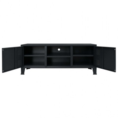 TV-skab i metal industriel stil 120 x 35 x 48 cm sort
