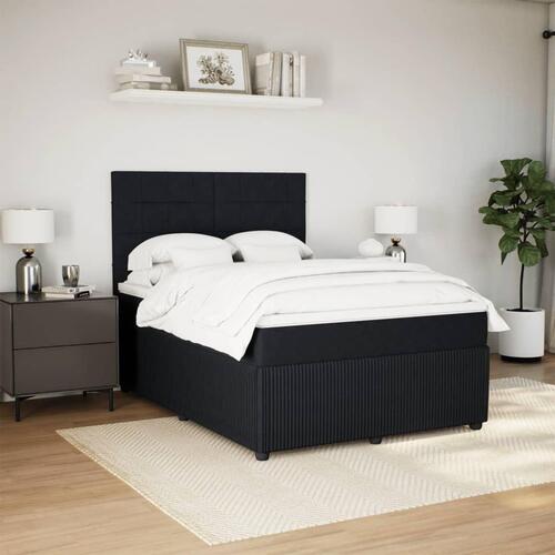 Kontinentalseng med madras 140x190 cm fløjl sort