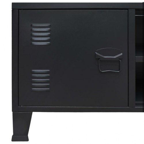 TV-skab i metal industriel stil 120 x 35 x 48 cm sort