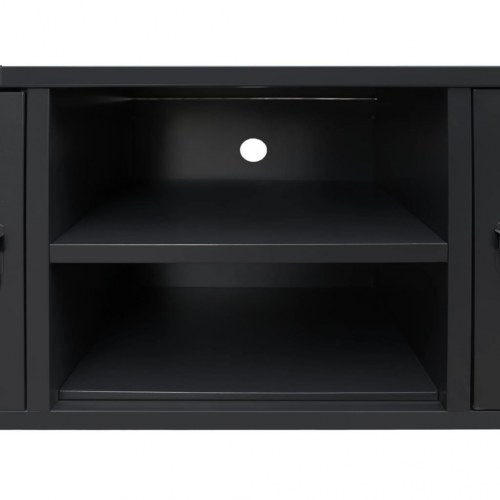 TV-skab i metal industriel stil 120 x 35 x 48 cm sort