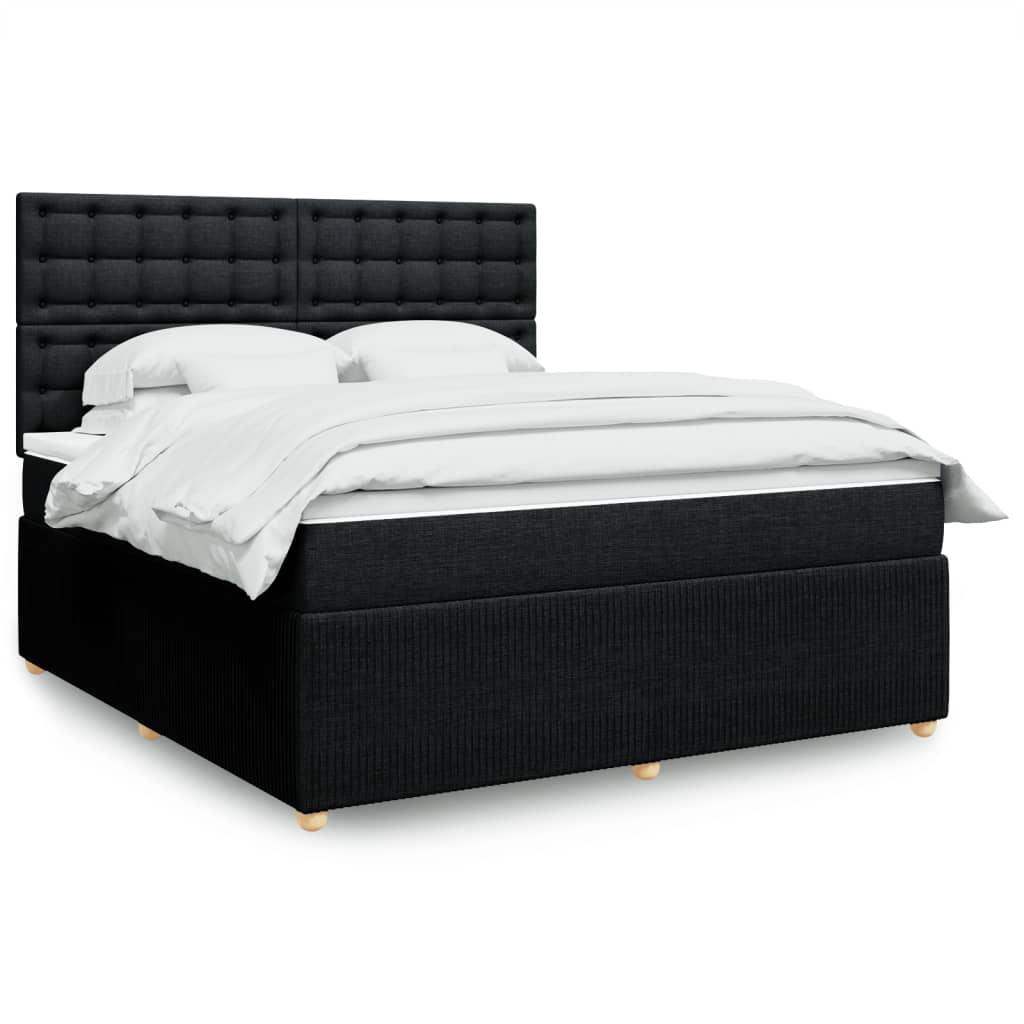Kontinentalseng med madras og topmadras 180x200 cm - sort stof, LED-lys billede