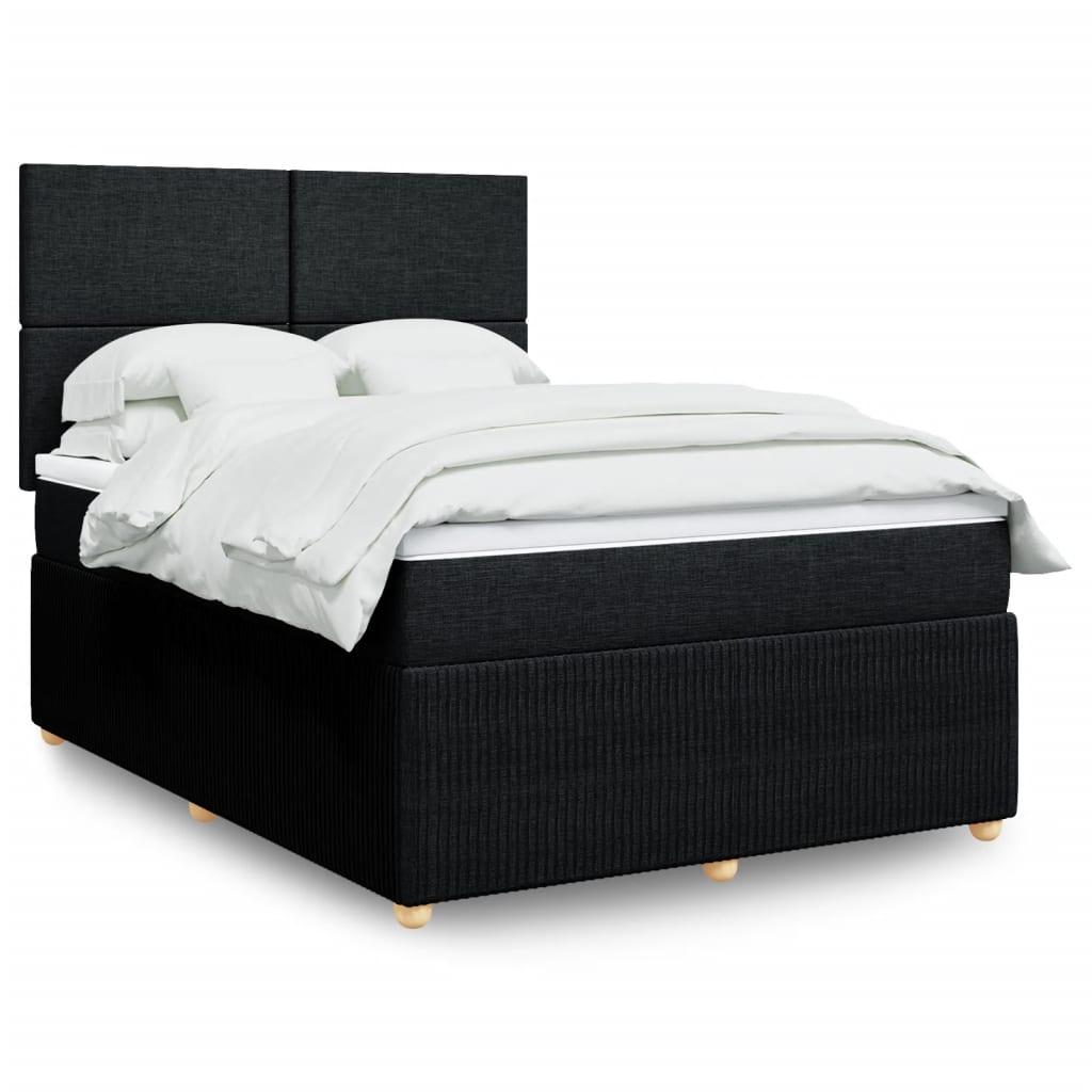 Kontinentalseng med madras 160x200 cm - stof, sort billede