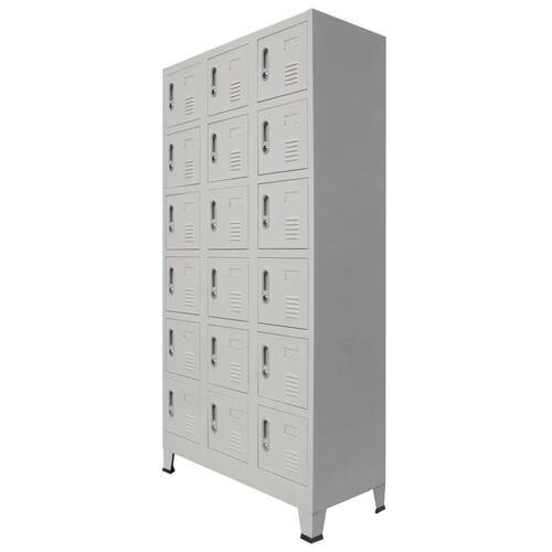 Lockerskab med 18 rum 90x40x180 cm metal