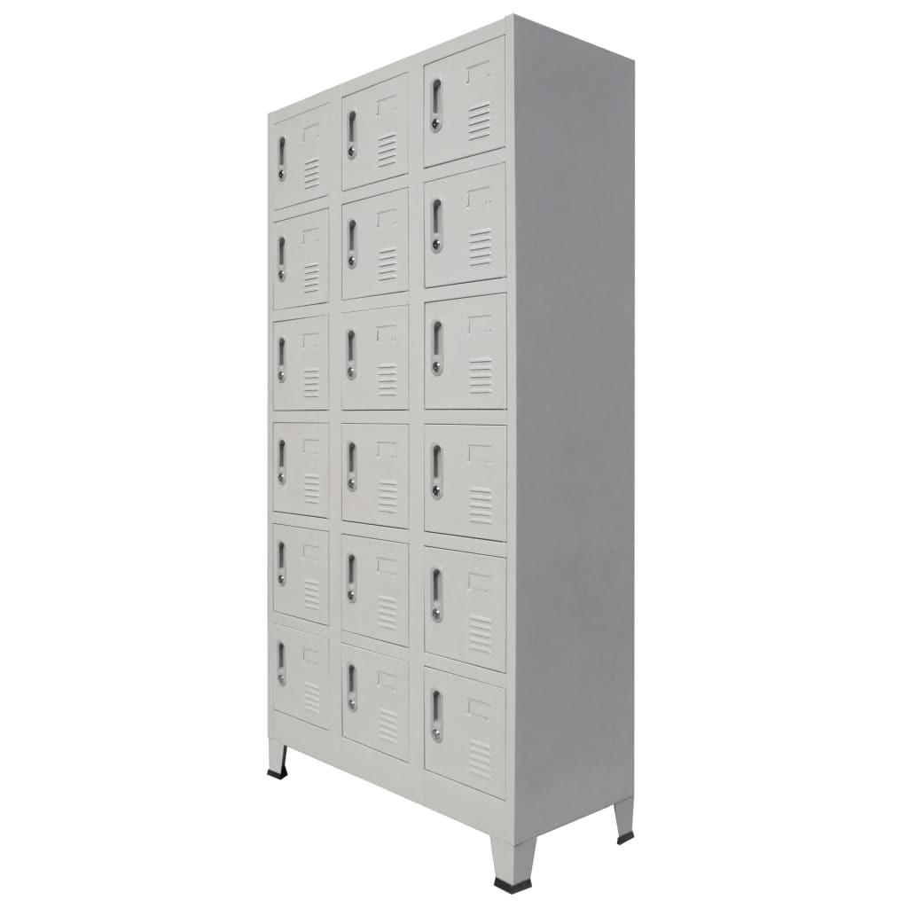 Lockerskab med 18 rum 90x40x180 cm metal
