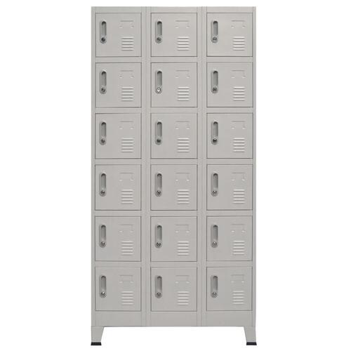 Lockerskab med 18 rum 90x40x180 cm metal