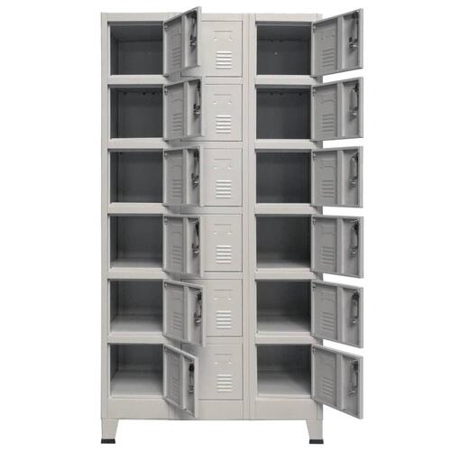 Lockerskab med 18 rum 90x40x180 cm metal