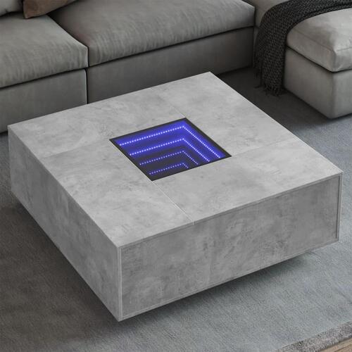 Sofabord med Infinity LED-lys 100x100x40 cm betongrå