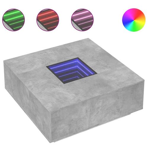 Sofabord med Infinity LED-lys 100x100x40 cm betongrå