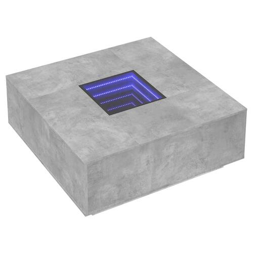 Sofabord med Infinity LED-lys 100x100x40 cm betongrå