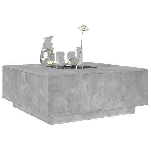 Sofabord med Infinity LED-lys 100x100x40 cm betongrå