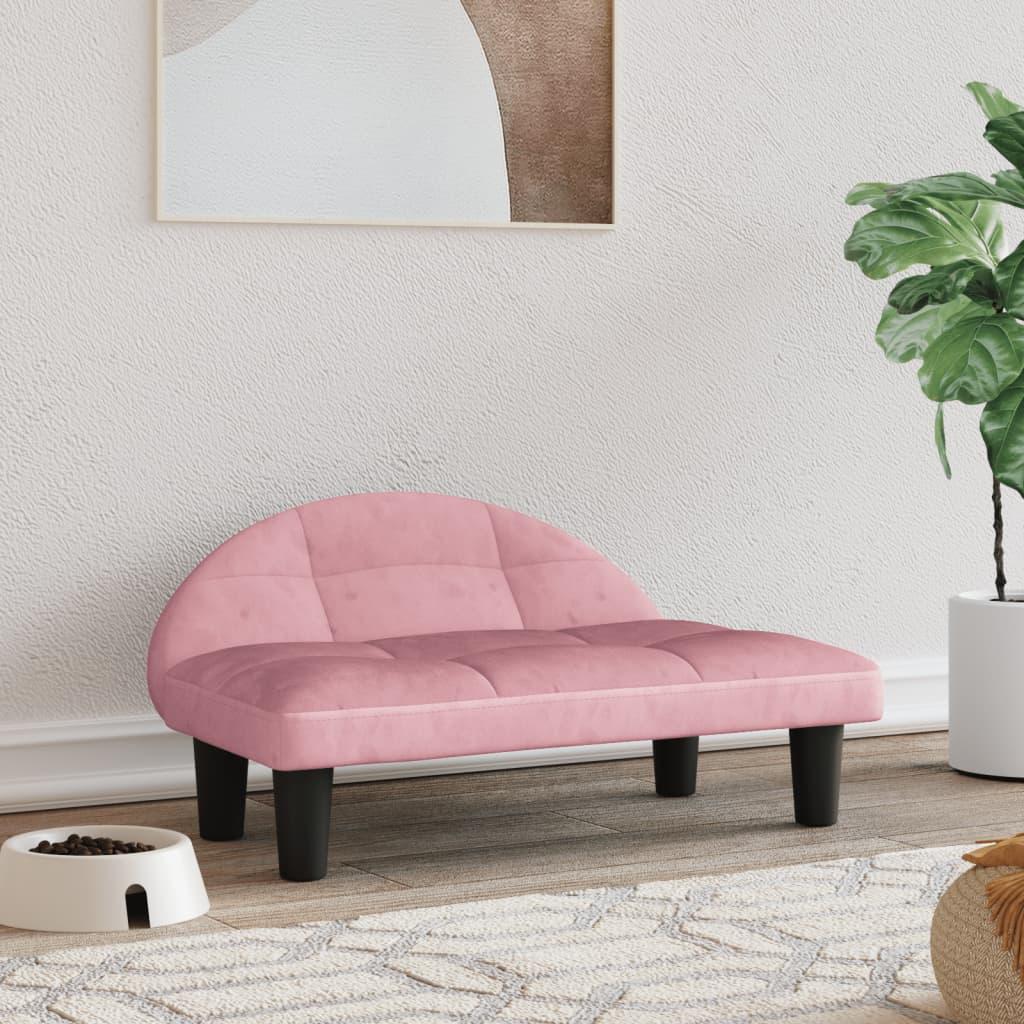 Hundeseng 70x52x30 cm velour lyserød