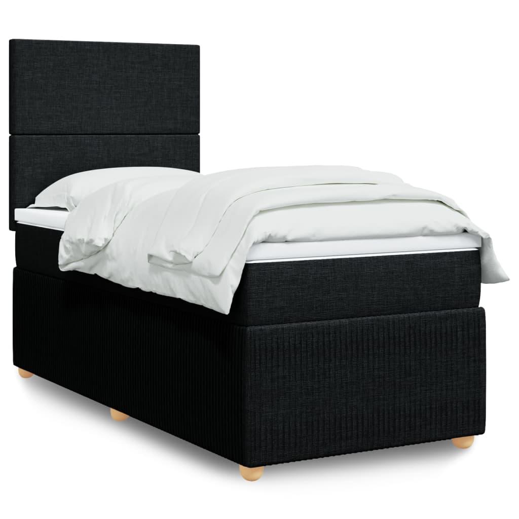 Kontinentalseng med madras 90x200 cm stof sort billede