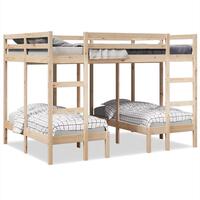 Tredobbelt køjeseng 140x200/70x140 cm massivt fyrretræ