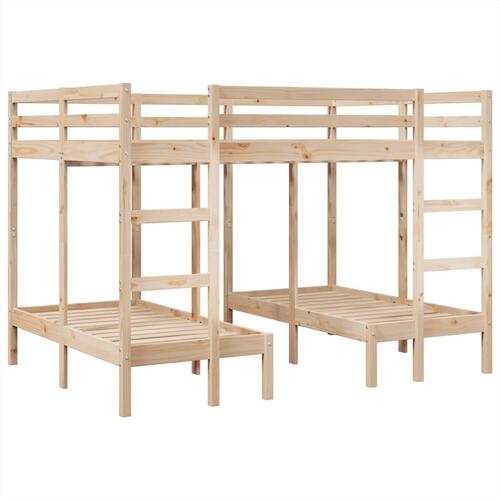 Tredobbelt køjeseng 140x200/70x140 cm massivt fyrretræ