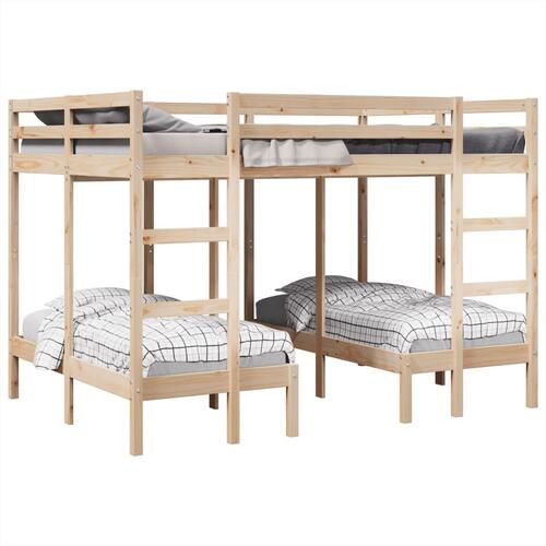 Tredobbelt køjeseng 140x200/70x140 cm massivt fyrretræ