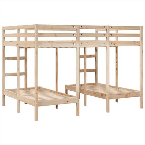 Tredobbelt køjeseng 140x200/70x140 cm massivt fyrretræ