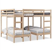 Tredobbelt køjeseng 140x200/70x140 cm massivt fyrretræ