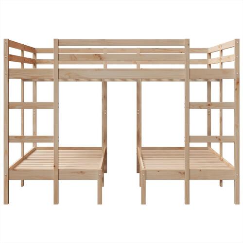 Tredobbelt køjeseng 140x200/70x140 cm massivt fyrretræ