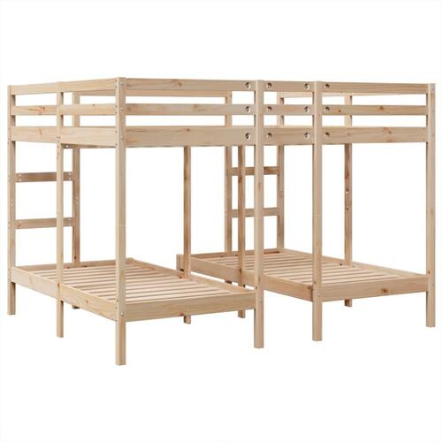 Tredobbelt køjeseng 140x200/70x140 cm massivt fyrretræ