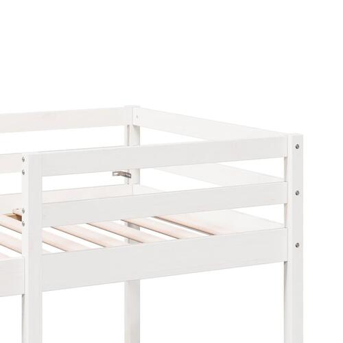 Højseng med skrivebord og stole 75x190 cm massivt fyrretræ hvid