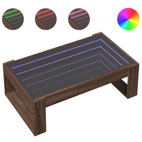 Sofabord med Infinity LED-lys 90x53x30 cm brun egetræsfarve