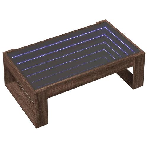 Sofabord med Infinity LED-lys 90x53x30 cm brun egetræsfarve