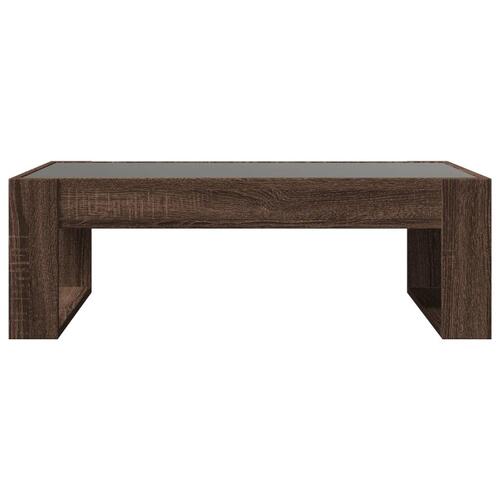 Sofabord med Infinity LED-lys 90x53x30 cm brun egetræsfarve