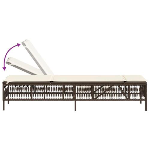 Liggestole 2 stk. med bord polyrattan brun