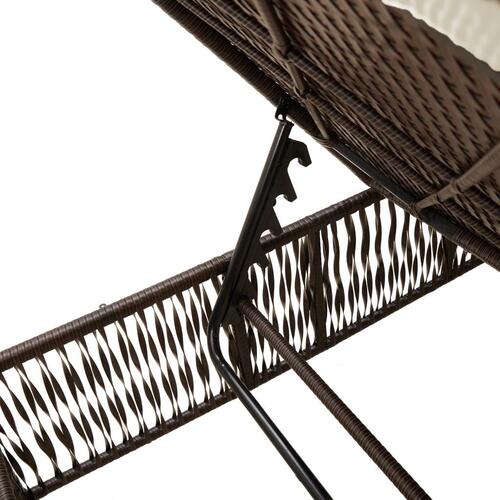 Liggestole 2 stk. med bord polyrattan brun