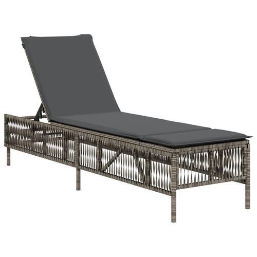 Liggestol med hynde polyrattan grå