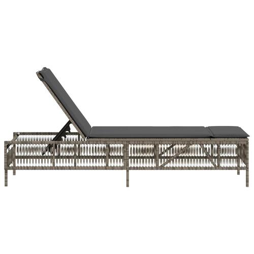 Liggestol med hynde polyrattan grå
