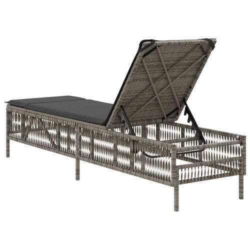 Liggestol med hynde polyrattan grå