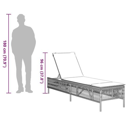 Liggestol med hynde polyrattan grå