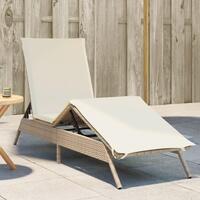 Liggestol med hynde polyrattan beige