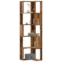 Bogreol til hjørne 50x50x179 cm 5 hylder konstrueret træ
