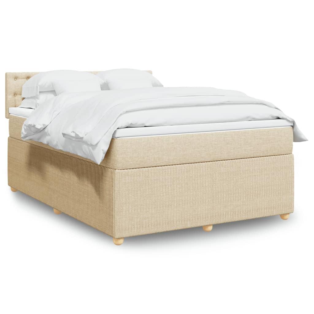 Kontinentalseng med madras 160x200 cm stof cremefarvet billede