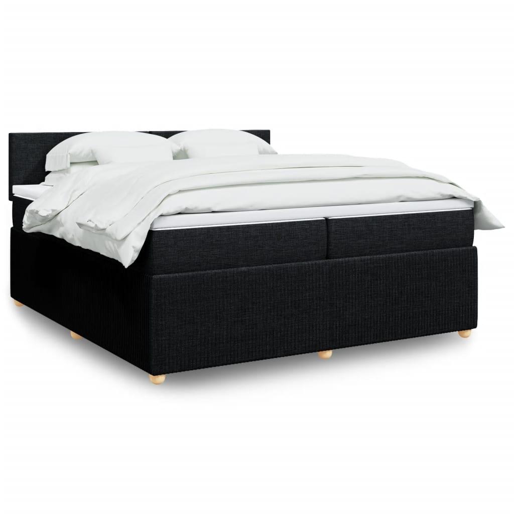 Kontinentalseng med madras og topmadras 200x200 cm - stof, sort billede