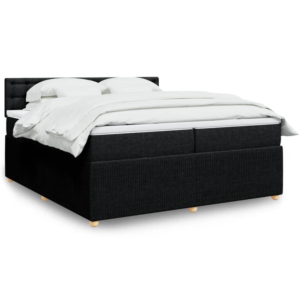 Kontinentalseng med madras og topmadras 200x200 cm - stof, sort billede