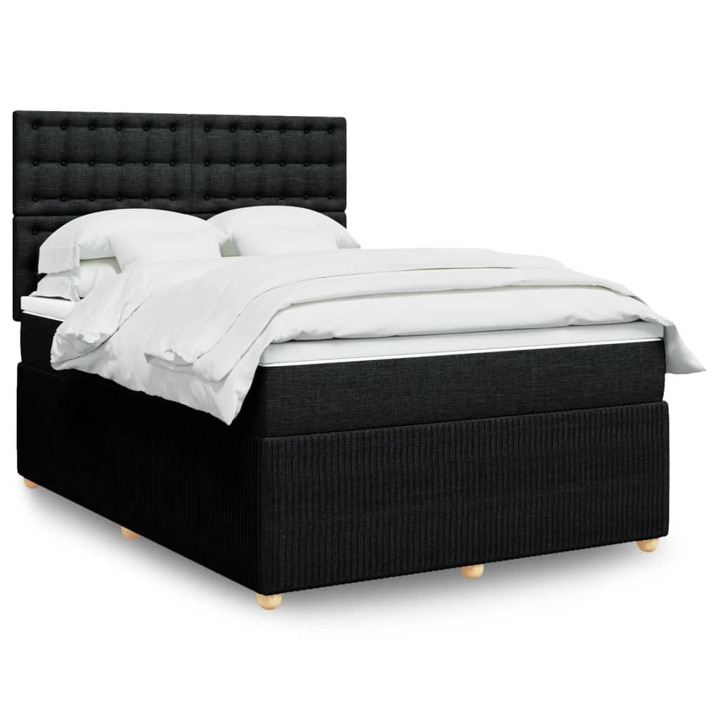 Kontinentalseng med madras og topmadras 140x200 cm - sort stof billede