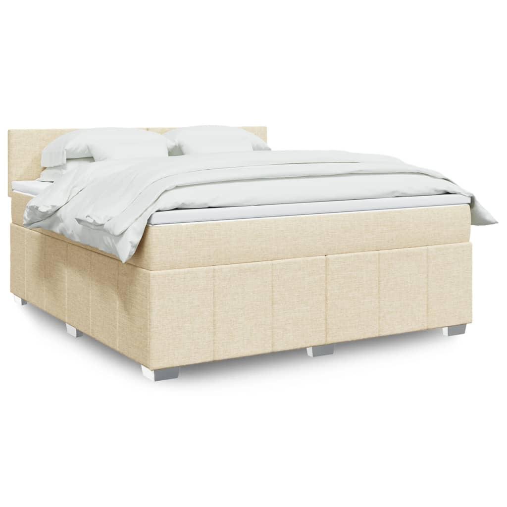 Kontinentalseng med madras 180x200 cm stof cremefarvet billede