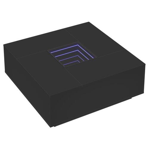 Sofabord med Infinity LED-lys 100x100x40 cm sort