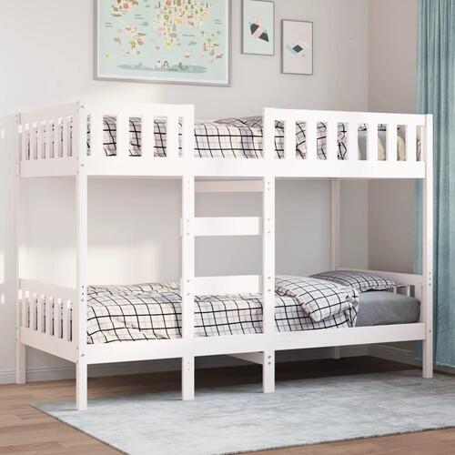 Køjeseng 80x200 cm massivt fyrretræ hvid