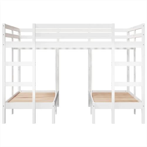 Tredobbelt køjeseng 140x200/70x140 cm massivt fyrretræ hvid